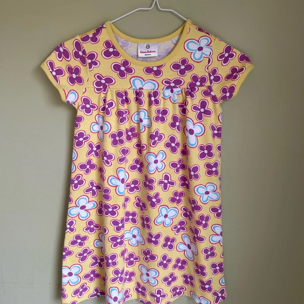 Girl”d Hanna Andersson yellow floral play dress Size 6/7